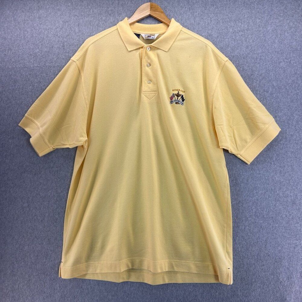 Men's Cutter & Buck Size Large Ryder Cup The Country Club Yellow Polo Shirt Golf